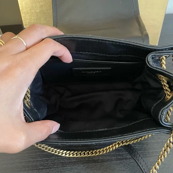 Saint Laurent Black Quilted Crossbody Bag with Gold Logo - Picture 9 of 14